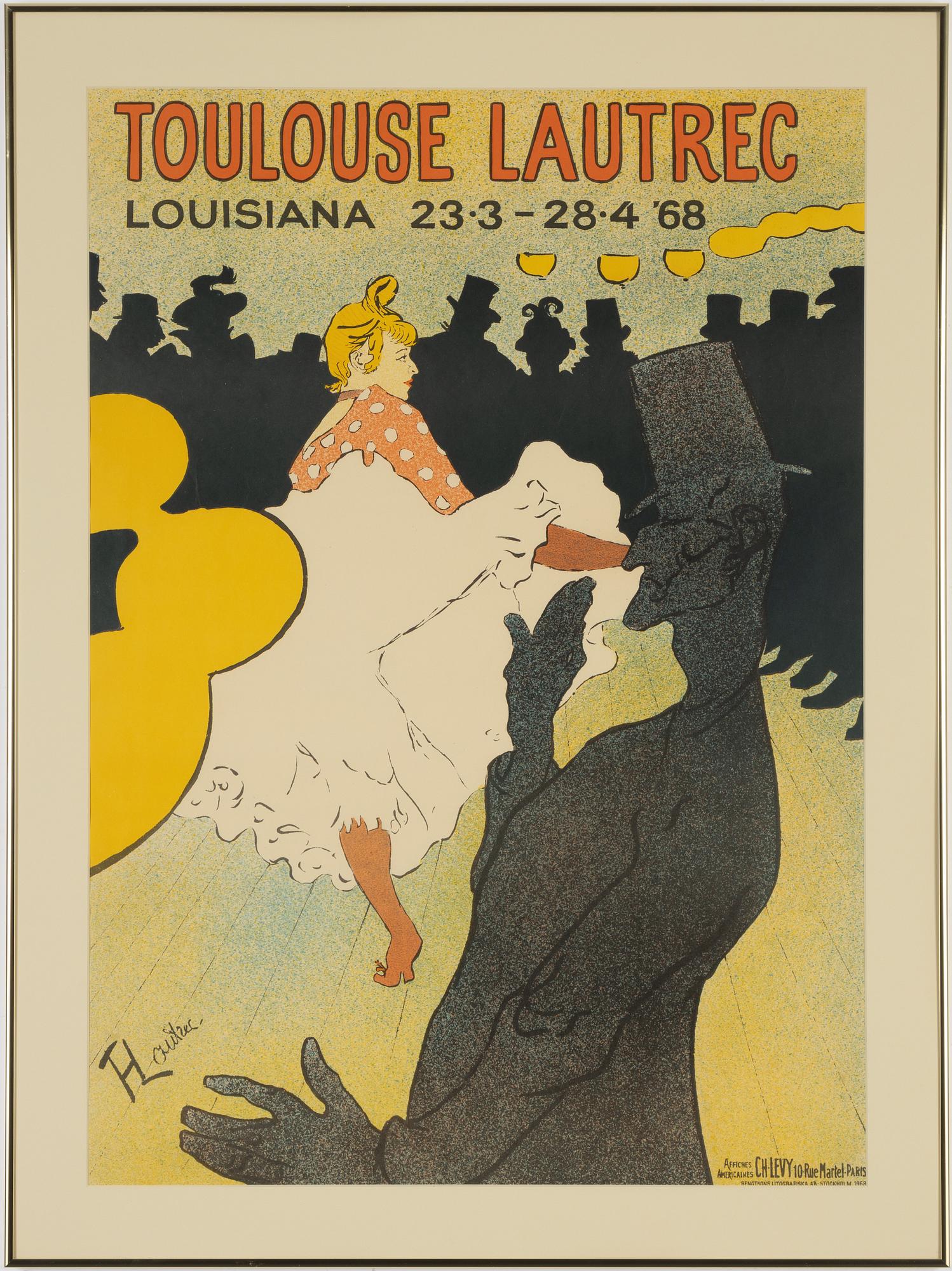 Henri de Toulouse-Lautrec, after. A lithographic exhibition poster, Bengtsons Litografiska AB, Stockholm, 1968.