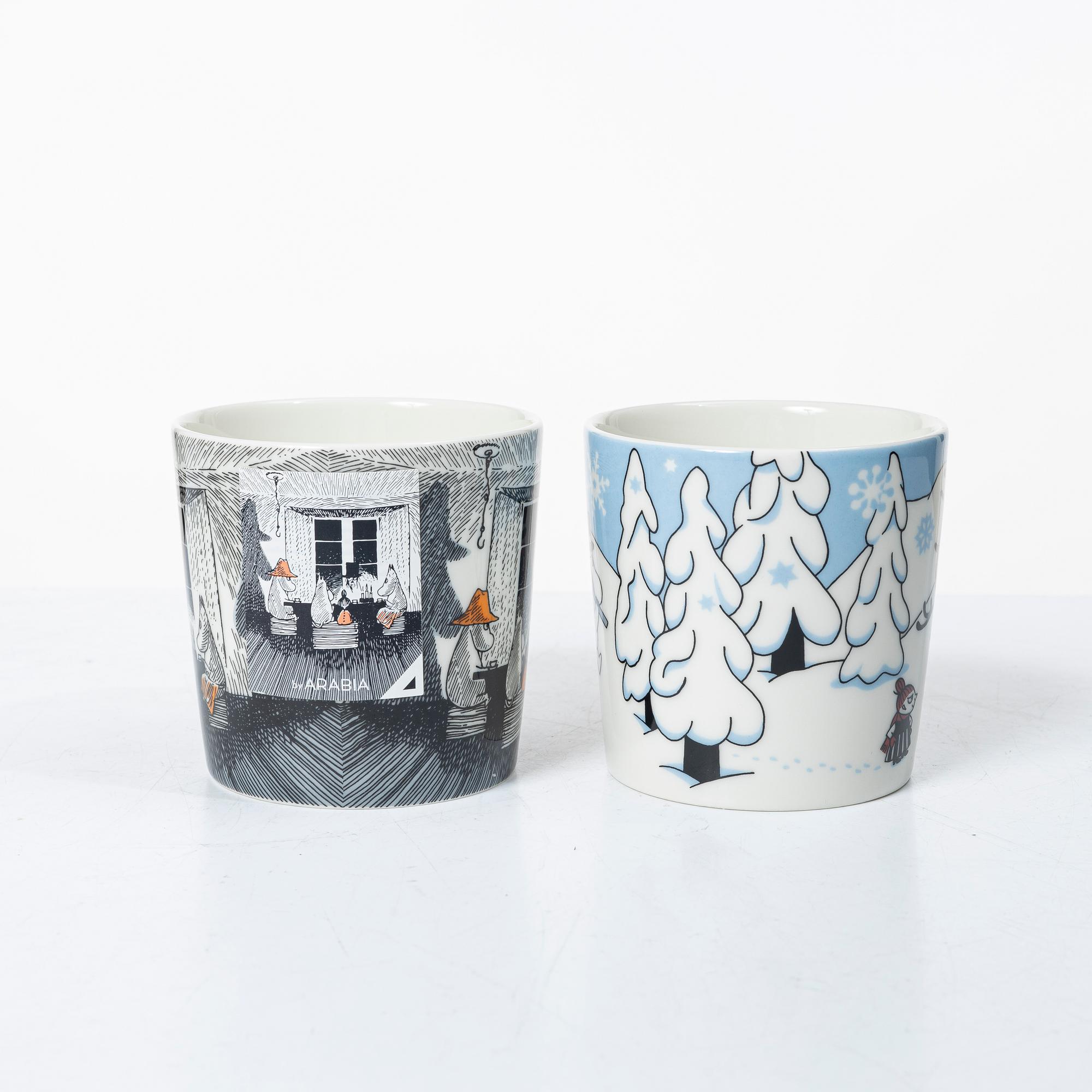 Arabia, 29 Moomin mugs, Finland.