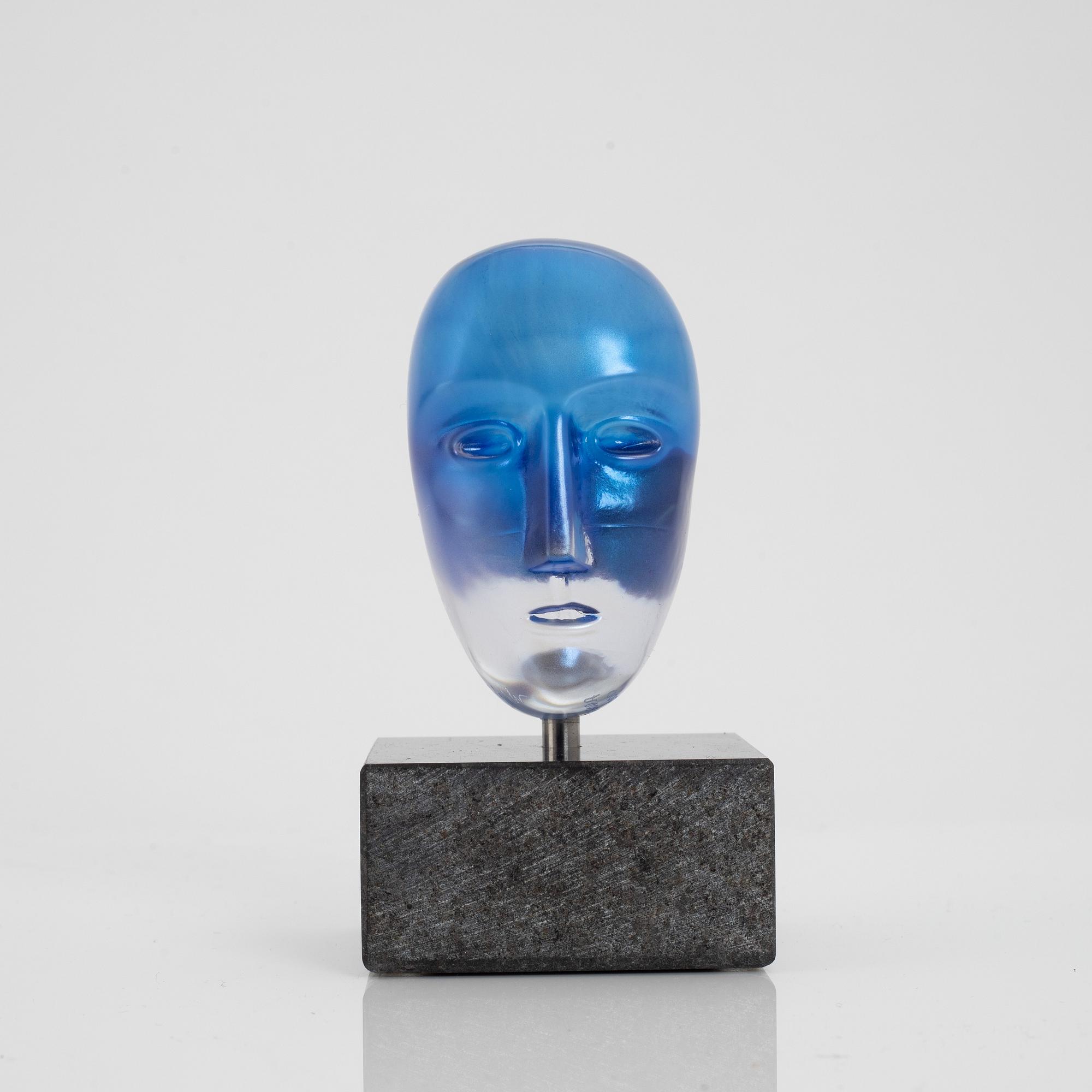 Bertil Vallien, a glass head sculpture, Kosta Boda, Sweden, signed, limited edition.