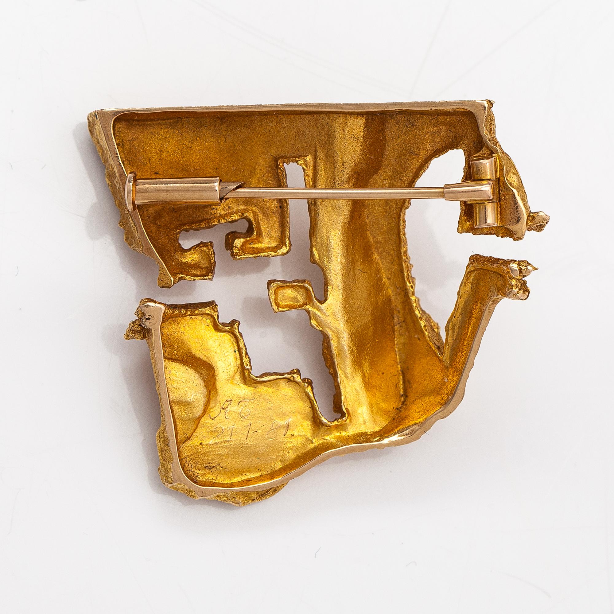 Björn Weckström, A 14K ogld brooch "Dinosaurus". Lapponia 1974.