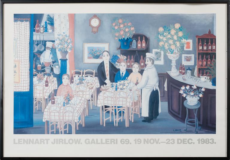 LENNART JIRLOW, utställningsaffisch offsettryck, Galleri 69, 19 nov - 23 dec, 1983.