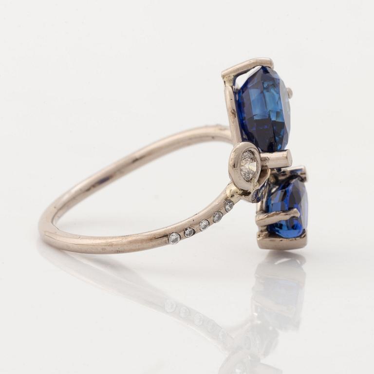 Sapphire and brilliant cut diamond ring.