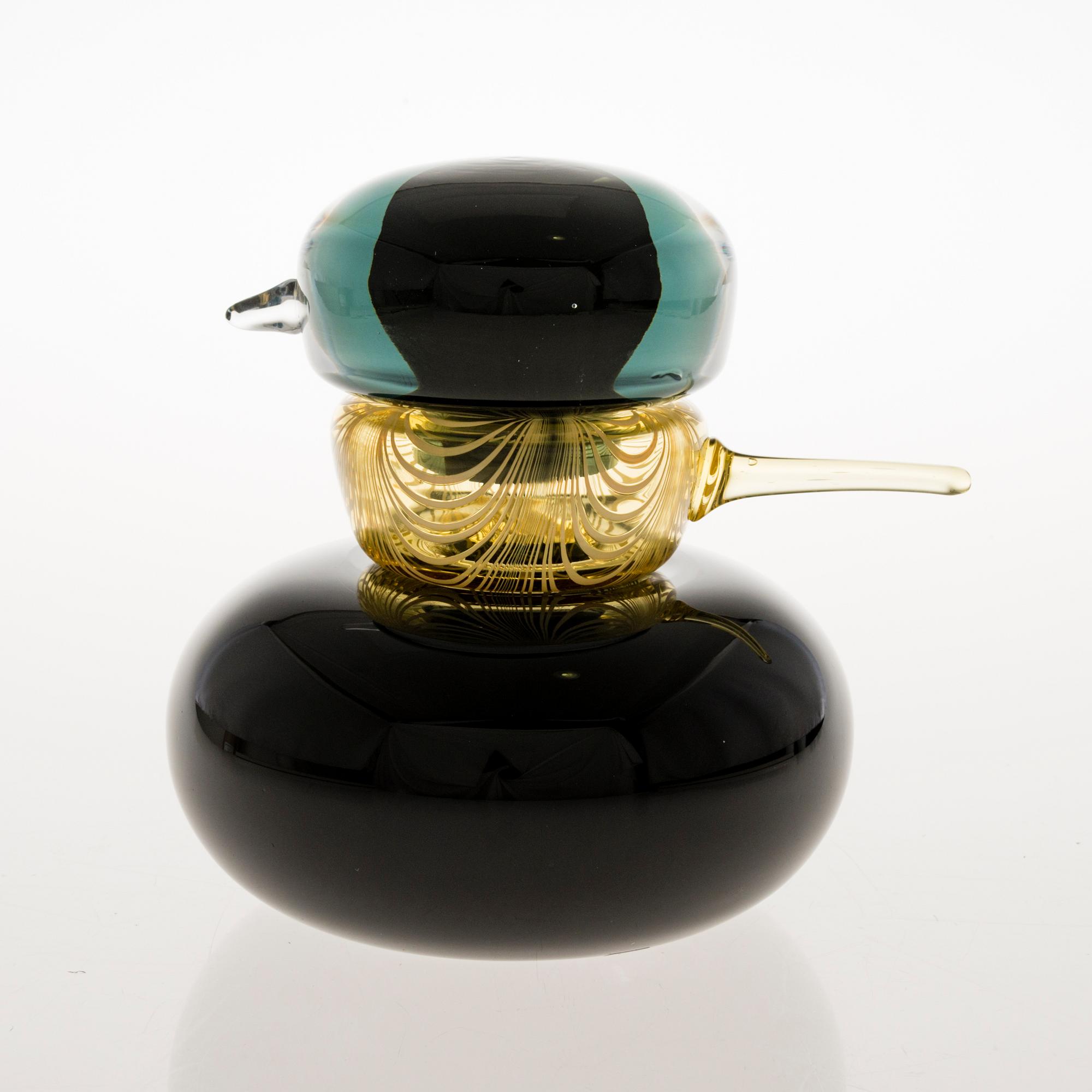 MATTI KLENELL, lasilintu, "Harkka Mamma", signeerattu M. Klenell Iittala.