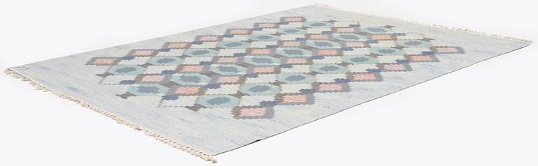 Judith Johansson, a carpet, 'Myosotis' ('Forget-me-not'), flat weave, c. 278 x 205 cm, signed JJ.