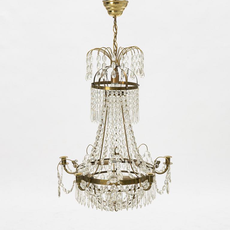 A Gustavian style chandelier, around 1900.