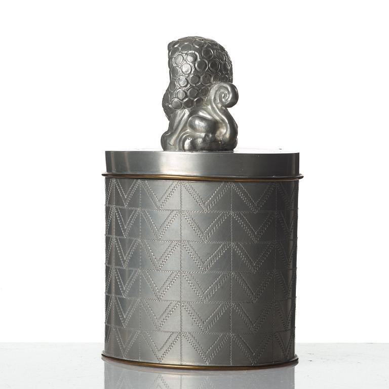 Anna Petrus, & Estrid Ericson, a pewter cigar box with cover by Svenskt Tenn, Stockholm 1928.
