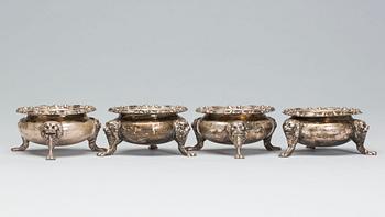 SALTKAR, 4 stycken, nysilver, England, 1900-tal.
