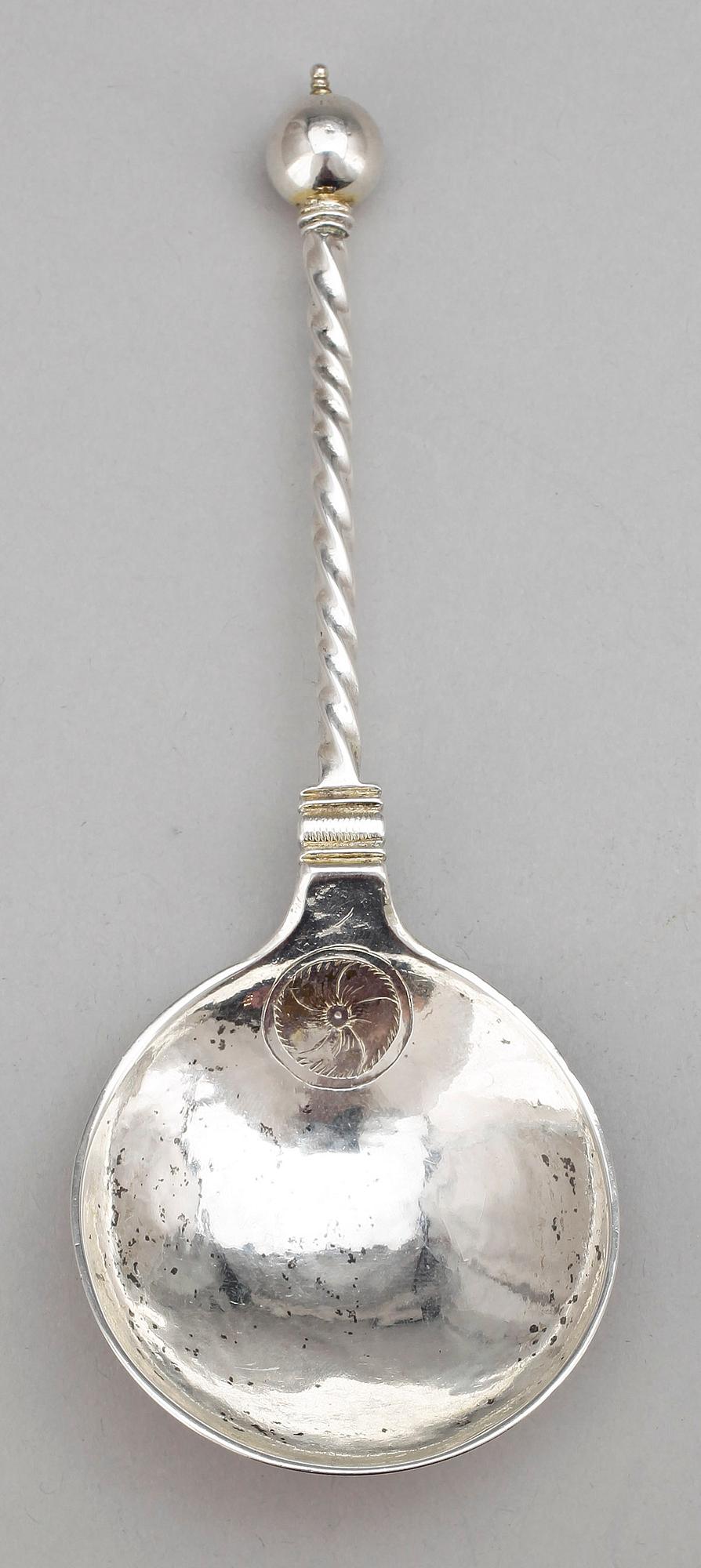 SUPSKED, silver, otydliga stämplar, 1700/1800-tal. Totalvikt ca 38 g.