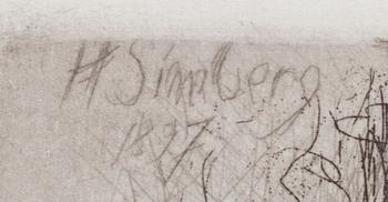 Hugo Simberg, line-etching and dry point, signed in plate.