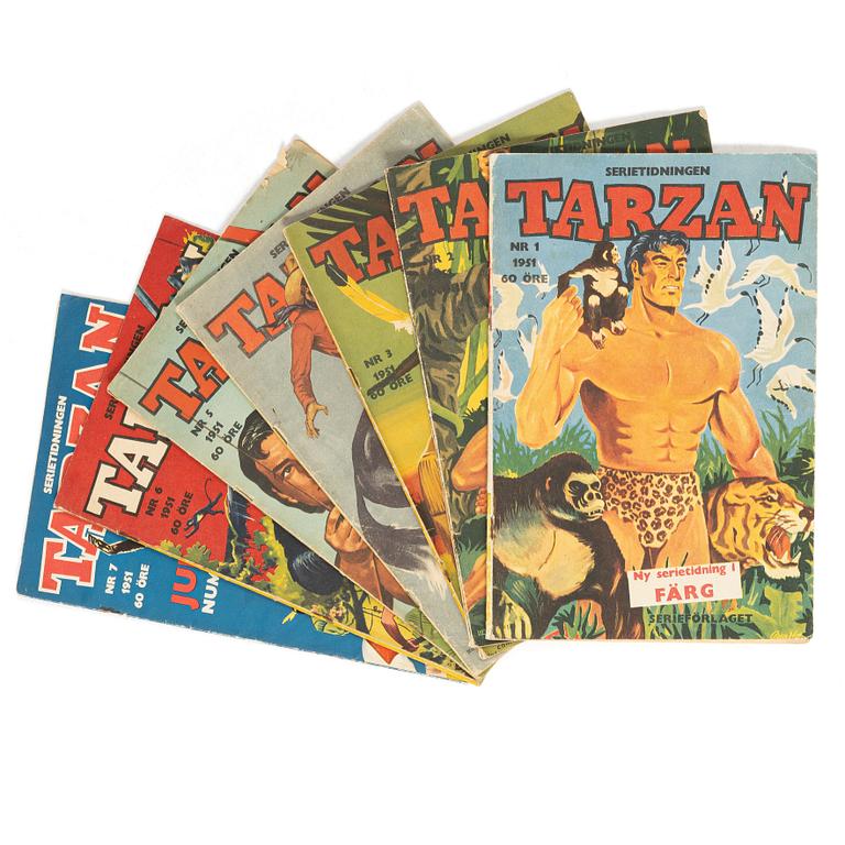 Comic books, “Tarzan”, 7 issues, 1951.