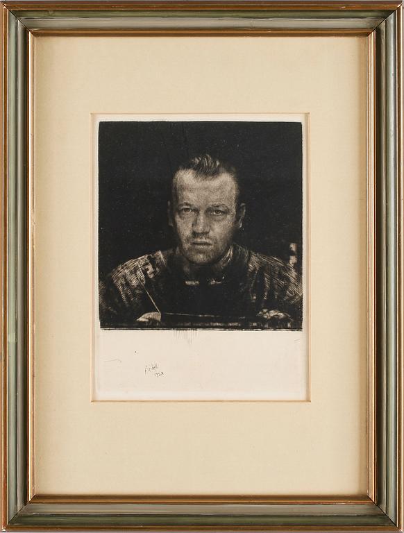 AXEL FRIDELL, torrnål (II état av II), plåtsign. o dat. 1928.