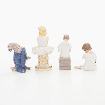 Figuriinit, Bing & Grøndahl sekä Royal Copenhagen, 4 kpl, posliinia.