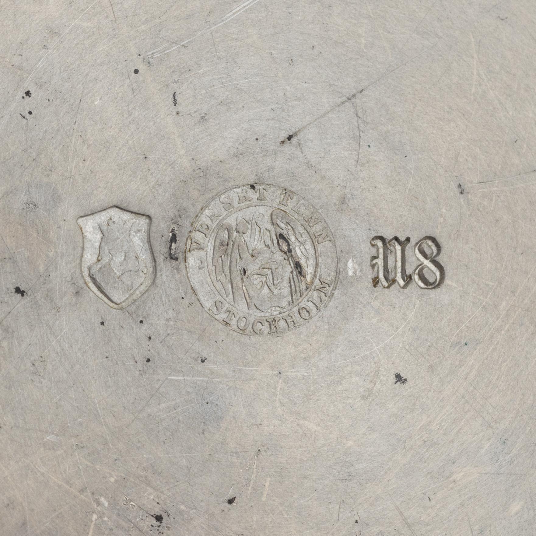 A group of 10 pewter coasters and 3 dishes, Firma Svenskt Tenn, 1948 and 1946.
