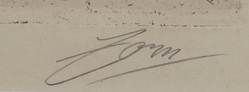 Anders Zorn, a signed etching from 1890.