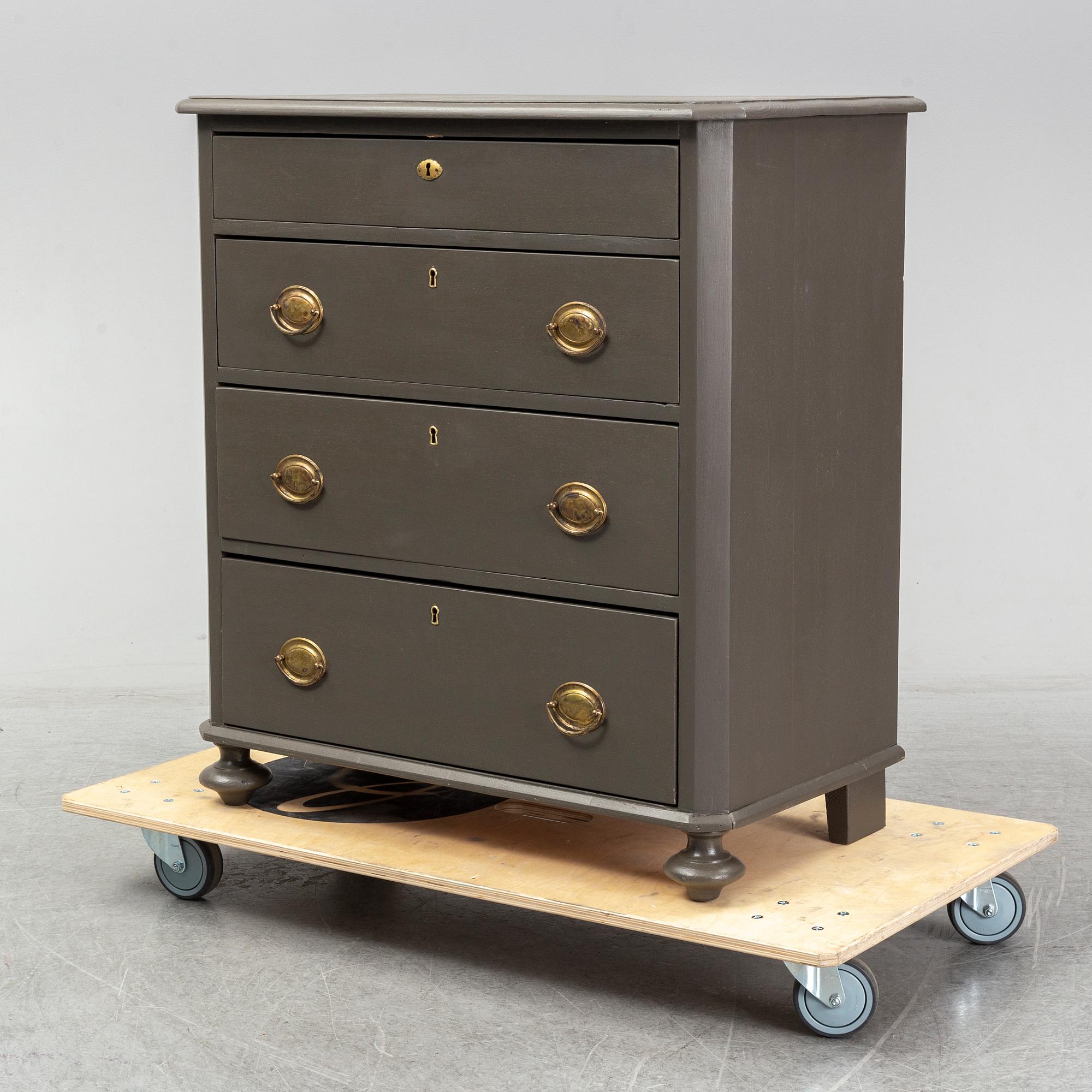 A painted chest of drawers, late 19th Century.