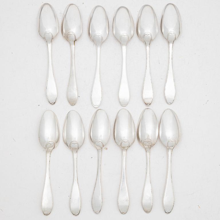 Jacob Blomsterwall, twelve silver spoons, Gothenburg 1796.