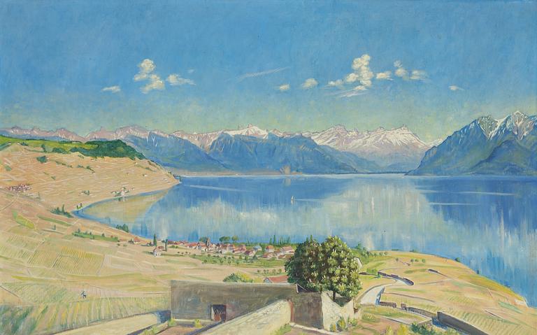 Hermann Werner,  "Le Lac Leman vu de Grandvaux".