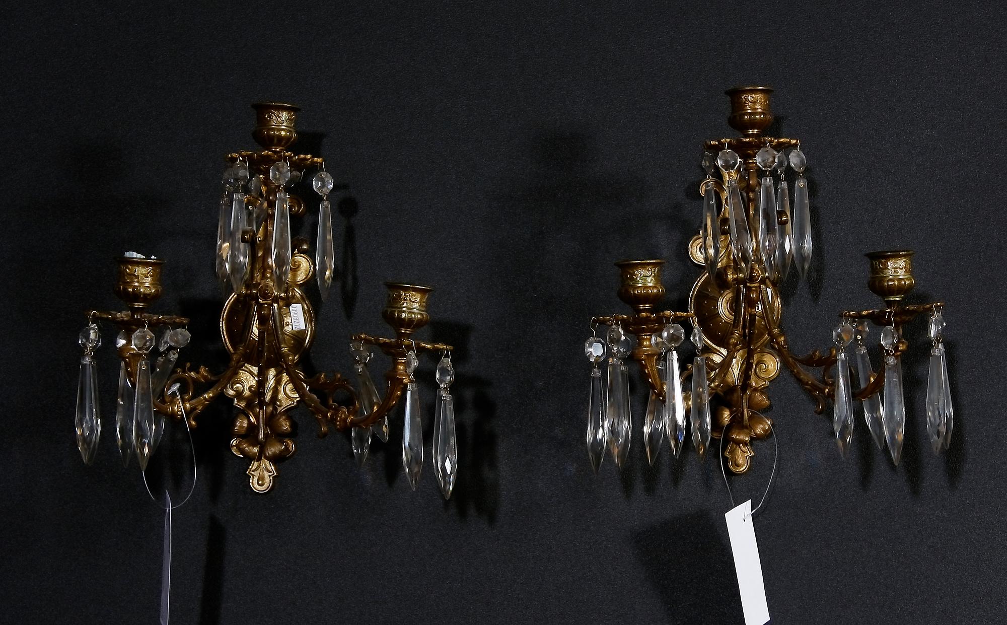 VÄGGAPPLIQUER, ett par, metall, nyrenässans, sent 1800-tal.