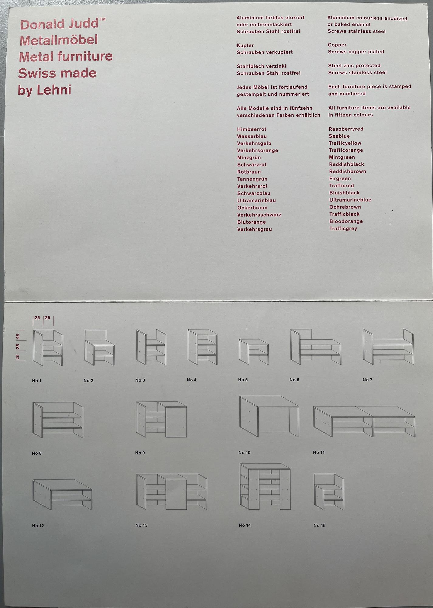 Donald Judd, a "Corner Chair No 15", Lehni, Switzerland, 1989.
