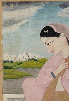 Three Moghul paintings/album leafs, 19th century and early 20th century.