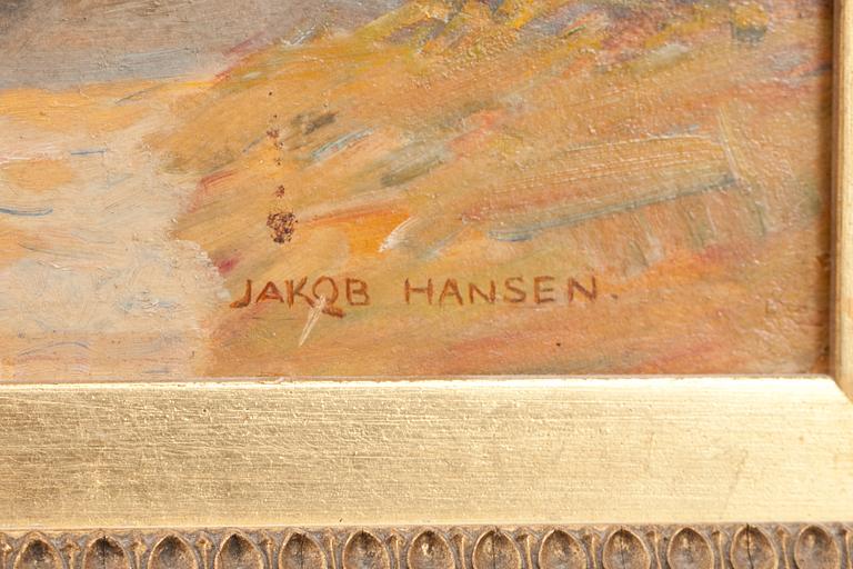 JAKOB HANSEN, olja på pannå, signerad.