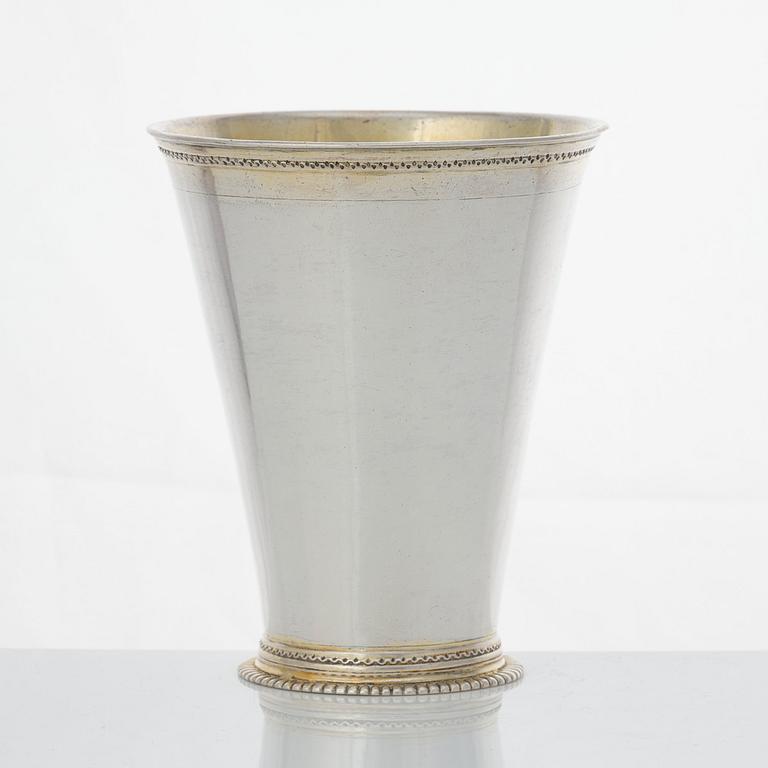 A Swedish early 18th century parcel-gilt silver beaker, mark of Petter Ersson Lund, Stockholm 1713.