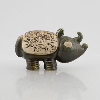 Lisa Larson, figurin, stengods, "Noshörning" ur serien "Jura", Gustavsberg.