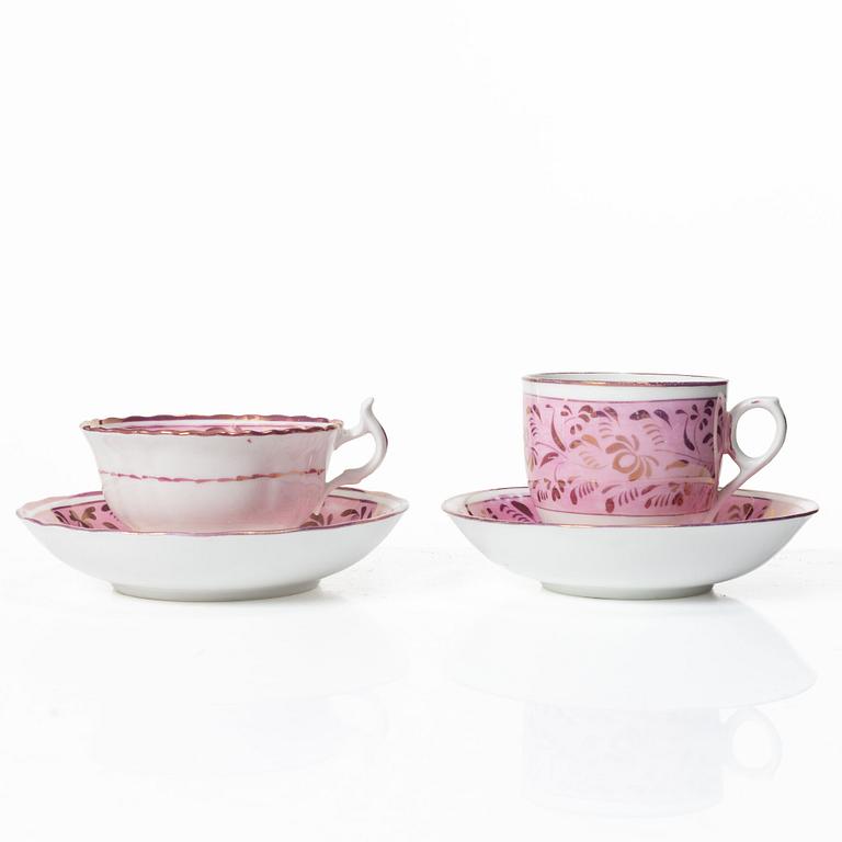 Twelve cups and saucers, England, 19th century.