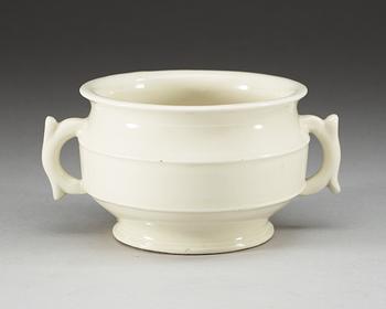 A blanc de chine censer, Qing dynasty.