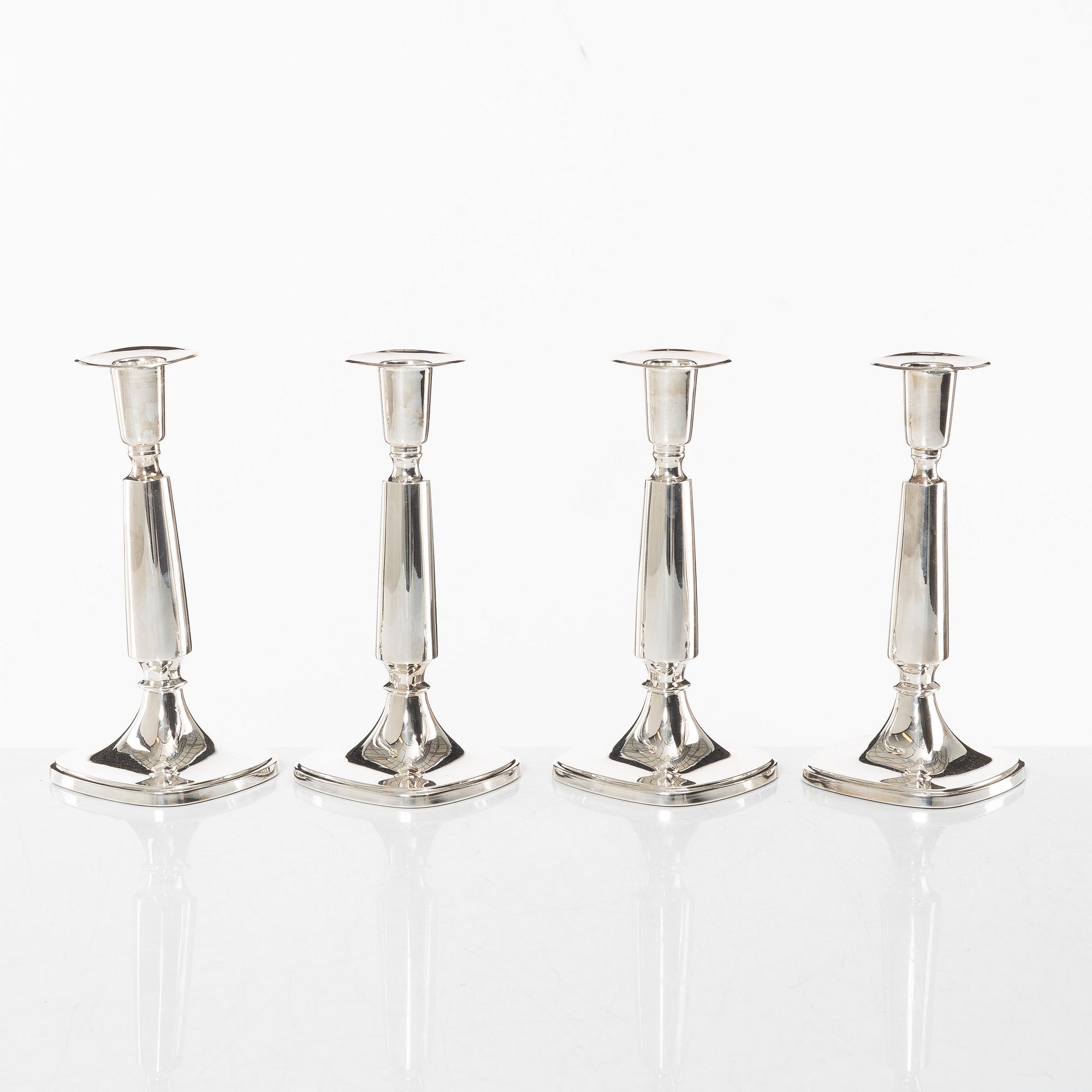 Tore Eldh, candlesticks, 4 pcs, silver K&EC, 1967, Ceson, Gothenburg 1995.