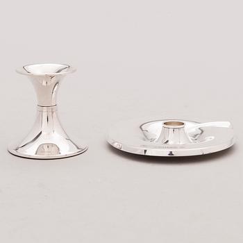 PEKKA PIEKÄINEN, Two silver candlesticks, marked PP, Finland 1992 and 2008.