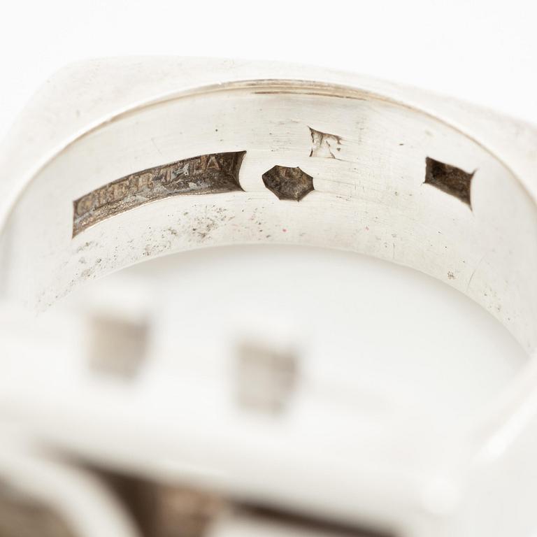Claës E. Giertta, a ring and a bangle, silver, Stockholm 1961 and 1965.