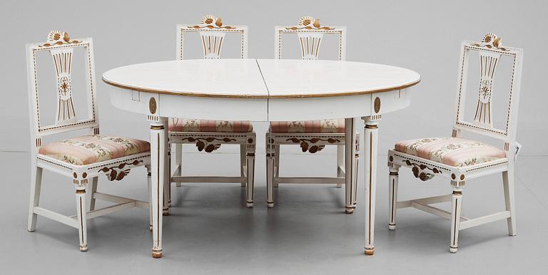 SALONGS-/MATSALSGRUPP, 10 delar, gustaviansk stil av Lindometyp, tidigt 1900-tal.