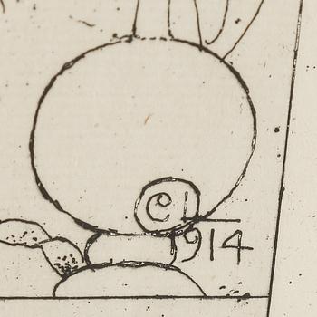 CARL LARSSON, etsning, sign o dat i plåten: "C.L. 1914". Etat 1. Mycket sällsynt. "Paul Petter Waldenström".