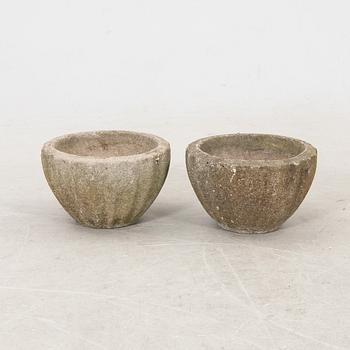 A pair of concrete garden pots middle of the 20th century.