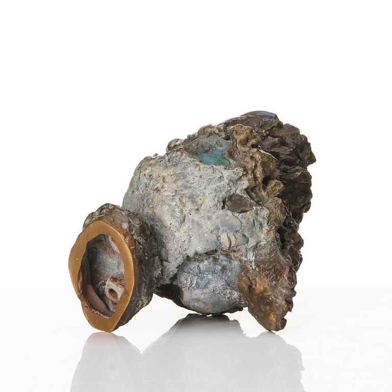 Tyra Lundgren, a patinated and painted bronze sculpture of a bird, Sweden, probably 1970s.