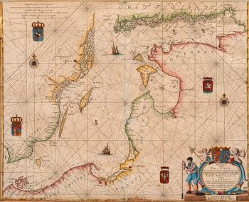 61. A NAUTICAL CHART, Pascaart Vande Oost-Zee. Anthonie (Theunis) Jacobsz. Amsterdam, c. 1643.