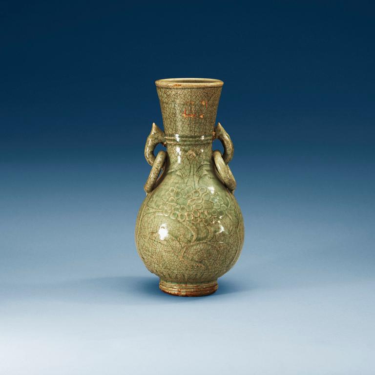 A celadon glazed vase, Ming dynasty.