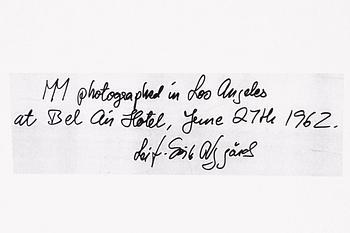 Leif-Erik Nygårds, "Marilyn Monroe photographed in Los Angeles at Bel Air Hotel, June 27th 1962".