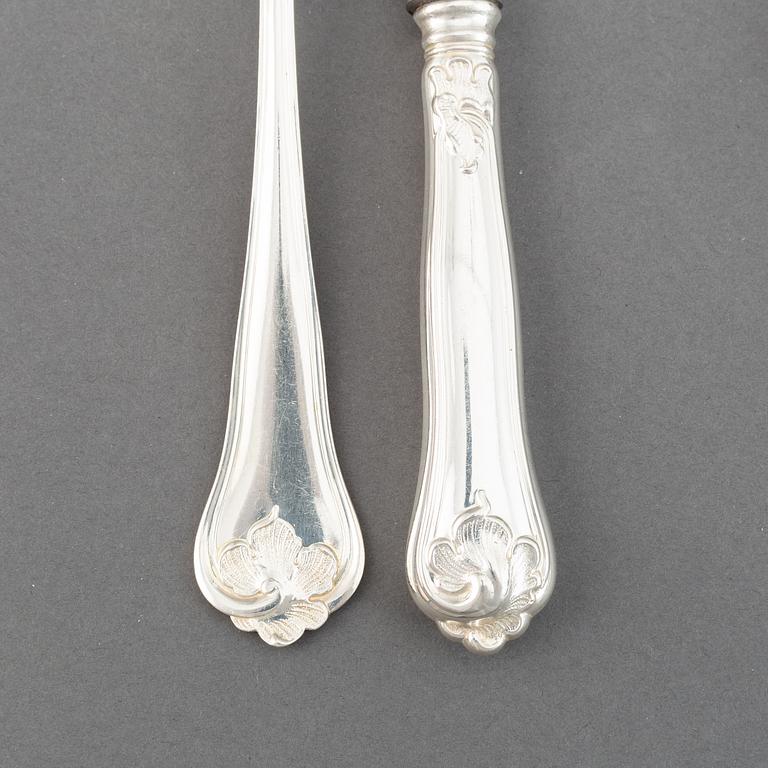 Besticksuppsättning, 59 delar, silver, modell Sachsisk, Cohr, Danmark. Svenskt importstämpel.