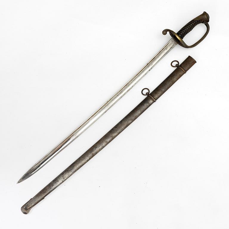Saber, French, 19th century, with scabbard.