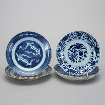 TALLRIKAR, 4 st, porslin, Kina, Kangxistil, 1800-tal.