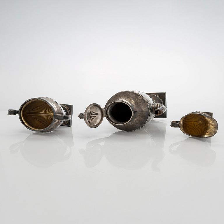 Kahvikalusto 3 osaa, hopea, Suomi 1919-20.