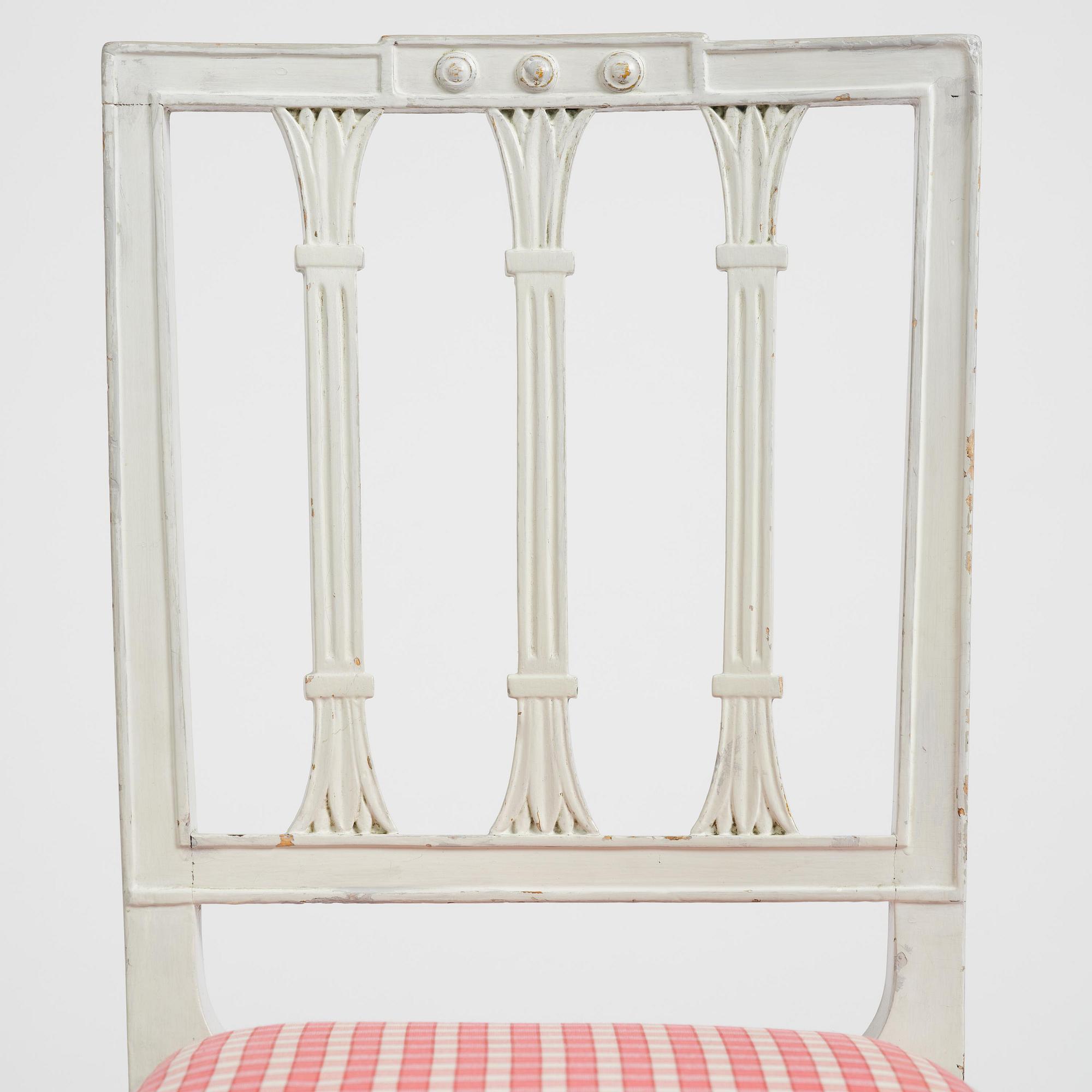 An assembled suite of ten  late Gustavian chairs, circa 1800.