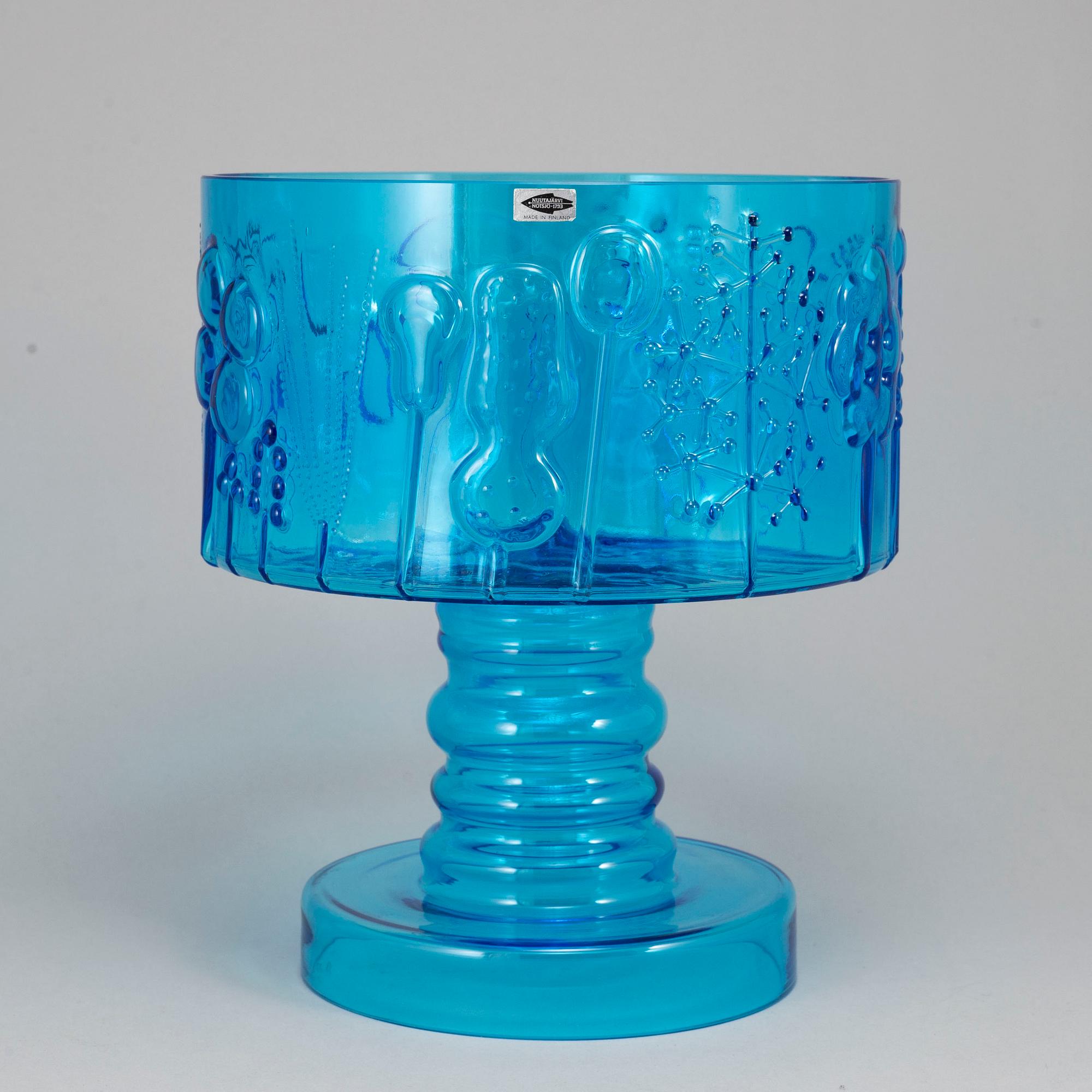 OIVA TOIKKA, skål på fot, glas, "Flora"-serien,  Nuutajärvi Notsjö.