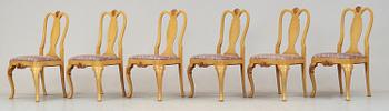 STOLAR, 6 st, samt KARMSTOLAR, 2 st, rokokostil, Svensk Möbelindustri, 1900-talets början.