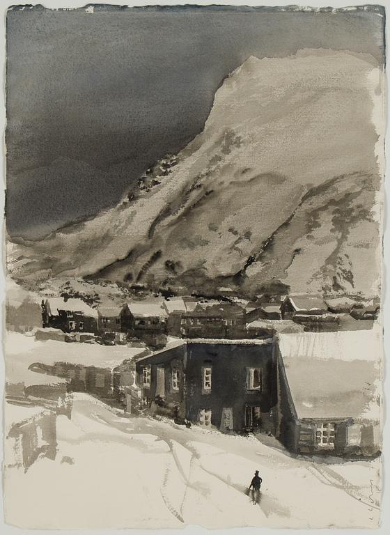 Lars Lerin, akvarell, signerad L Lerin och daterad -79.