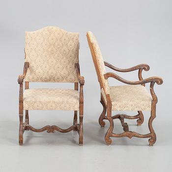 KARMSTOLAR, ett par, barockstil, 1900-talets första hälft.