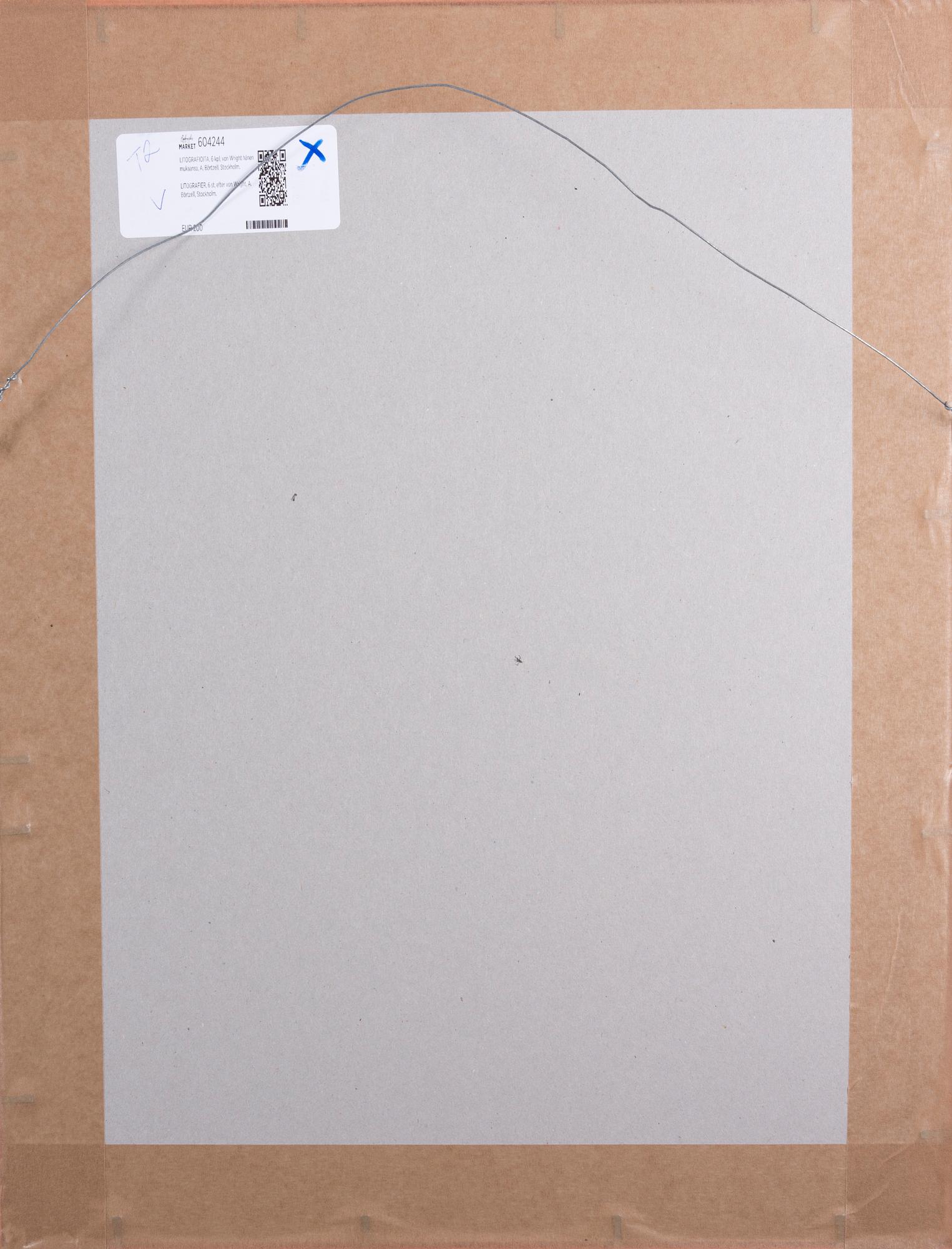 LITOGRAFIER, 6 st, efter von Wright, A. Börtzell, Stockholm.