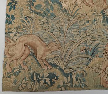 VÄVD TAPET, gobelängteknik. Flandern 1500-tal. 177 x 330 cm.